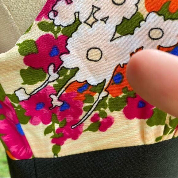 Vintage 70s Womens Floral Maxi Dress Size Small Pink Black - Picture 5 of 13